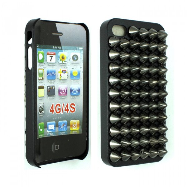 Wholesale iPhone 4 4S 3D Spike Punk Studs Case (Black)